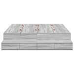 vidaXL Cadre de lit de rangement Gris Sonoma 140x190 cm