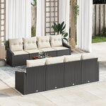 vidaXL Ensemble de canapé de jardin 9 pièces avec coussins en poly rattan noir et acacia