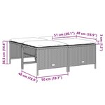 vidaXL Tabourets de jardin avec coussins lot de 4 gris clair rotin