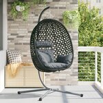 vidaXL Panier de Chaise Œuf Suspendue avec Support Anthracite Poly Rattan