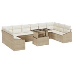 vidaXL Ensemble de canapé de jardin 11 pièces avec coussins beige en poly rattan