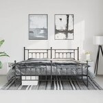 vidaXL Cadre de lit métal sans matelas avec pied de lit noir 193x203cm