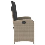 vidaXL Banc inclinable de jardin et coussins gris clair résine tressée