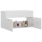 vidaXL Armoire d'évier avec lavabo intégré Blanc brillant