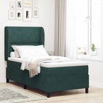 Lit box spring vidaXL avec matelas en vert foncé  90x200 cm  velours