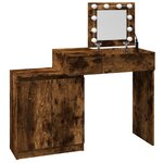 vidaXL Coiffeuse avec LED chêne fumé 115x37x110 5 cm