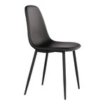 2 chaises de salle à manger en cuir synthétique noir avec pieds noirs