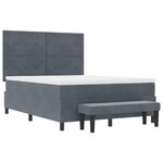 vidaXL Lit à ressorts avec matelas & banc gris foncé 140x190 cm velours