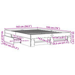vidaXL Cadre de lit sans matelas chêne fumé 140x190 cm bois ingénierie