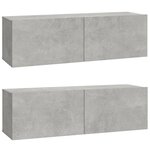vidaXL Ensemble de meubles TV 4 Pièces Gris béton Bois d'ingénierie