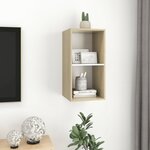 vidaXL Meuble TV mural Chêne sonoma et blanc Bois d’ingénierie