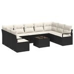Set de Canapé de Jardin 9 Pièces avec Coussins en Rotin Synthétique Brun