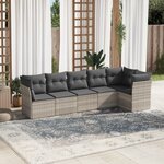 vidaXL Salon de jardin 6 Pièces avec coussins gris clair résine tressée