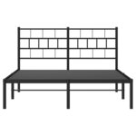 vidaXL Cadre de lit métal sans matelas et tête de lit noir 160x200 cm