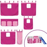 vidaXL Lit mezzanine enfants et rideaux rose 90x200cm bois pin massif
