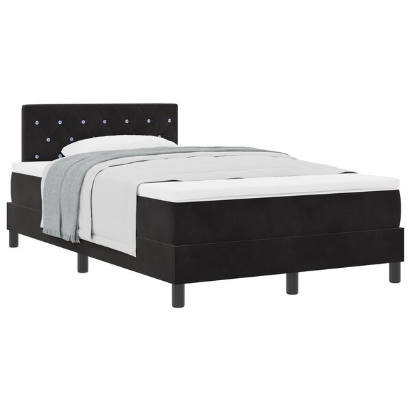 Lit box spring vidaXL avec matelas Noir 120x200 cm Velours