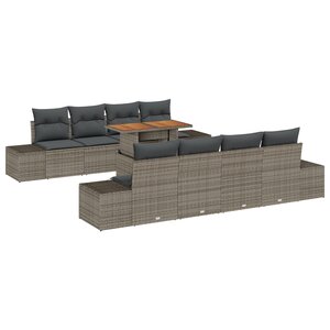 vidaXL Ensemble de Canapés de Jardin 7 Pièces avec Coussins Gris Poly Rotin
