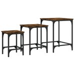 vidaXL Tables basses gigognes 3 Pièces chêne fumé bois d'ingénierie