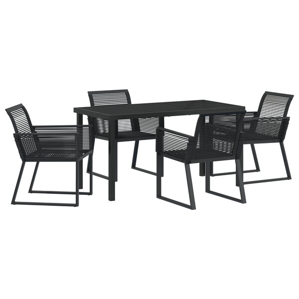 vidaXL Ensemble de repas de jardin de 5 pièces Rattan Poly Noir