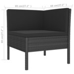 Salon de jardin meuble d'extérieur ensemble de mobilier 12 pièces avec coussins résine tressée noir 02_0015662