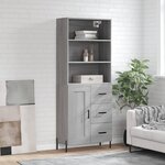 vidaXL Buffet haut Sonoma gris 69 5x34x180 cm Bois d'ingénierie