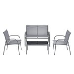 Salon de jardin de 4 meubles gagra acier PVC polyester noir gris clair 03_0008232
