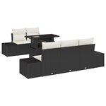 vidaXL Ensemble de 6 canapés de jardin avec coussins Noir Poly Rattan