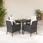 vidaXL Ensemble à manger de jardin coussins 5Pièces Noir Résine tressée