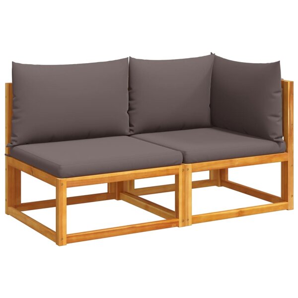vidaXL Canapé de jardin avec coussins 2 places bois massif d'acacia