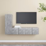 vidaXL Ensemble de meubles TV 3 Pièces Gris béton Bois d'ingénierie