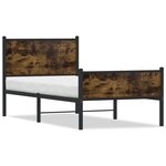 vidaXL Cadre de lit en métal sans matelas chêne fumé 90x190 cm