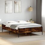 vidaXL Cadre de lit chêne fumé 150x200 cm bois d'ingénierie et métal