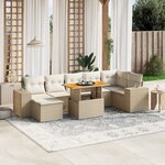 vidaXL Salon de jardin avec coussins 8 Pièces beige résine tressée