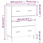 vidaXL Buffet gris béton 69 5x34x90 cm bois d'ingénierie