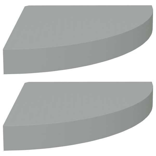 vidaXL Étagères d'angle flottantes 2 Pièces gris 25x25x3 8 cm MDF
