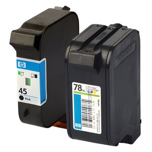 Pack de 2 cartouches d'encre authentiques HP 45/78 Noir et couleurs - programme SECOND