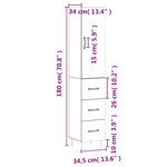 vidaXL Buffet haut Blanc brillant 34 5x34x180 cm Bois d'ingénierie