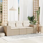vidaXL Salon de jardin avec coussins 3 Pièces beige résine tressée