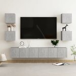 vidaXL Ensemble de meubles TV 7 Pièces Gris béton Bois d'ingénierie