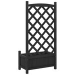 vidaXL Jardinière avec treillis noir bois massif de sapin