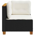vidaXL Canapé d'angle de jardin avec coussins noir résine tressée