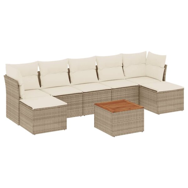 vidaXL Salon de jardin avec coussins 8 Pièces beige résine tressée