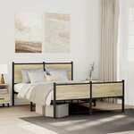 vidaXL Cadre de lit en métal sans matelas chêne sonoma 140x200 cm