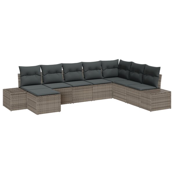 vidaXL Ensemble de canapé jardin 8 pièces avec coussins Gris Poly Rotin