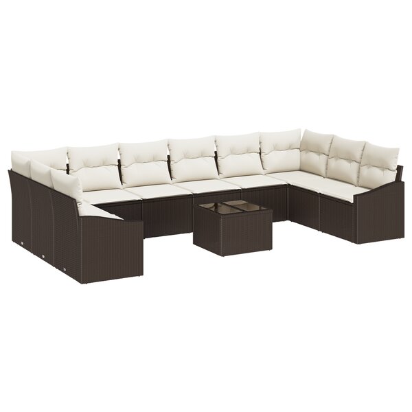 vidaXL Ensemble de Canapés de Jardin de 10 Pièces avec Coussins en Rattan Poly Grey