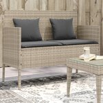 vidaXL Banc de jardin avec coussins gris clair résine tressée