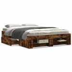 vidaXL Cadre de lit sans matelas chêne fumé 120x190 cm bois ingénierie