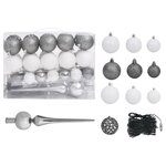 vidaXL Arbre de Noël artificiel pré-éclairé et boules bleu 120 cm PVC