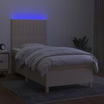 vidaXL Sommier à lattes de lit et matelas et LED Crème 90x200 cm Tissu