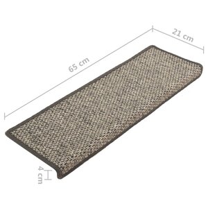 vidaXL Tapis d'escalier autocollants 15 Pièces 65x21x4 cm Gris et beige